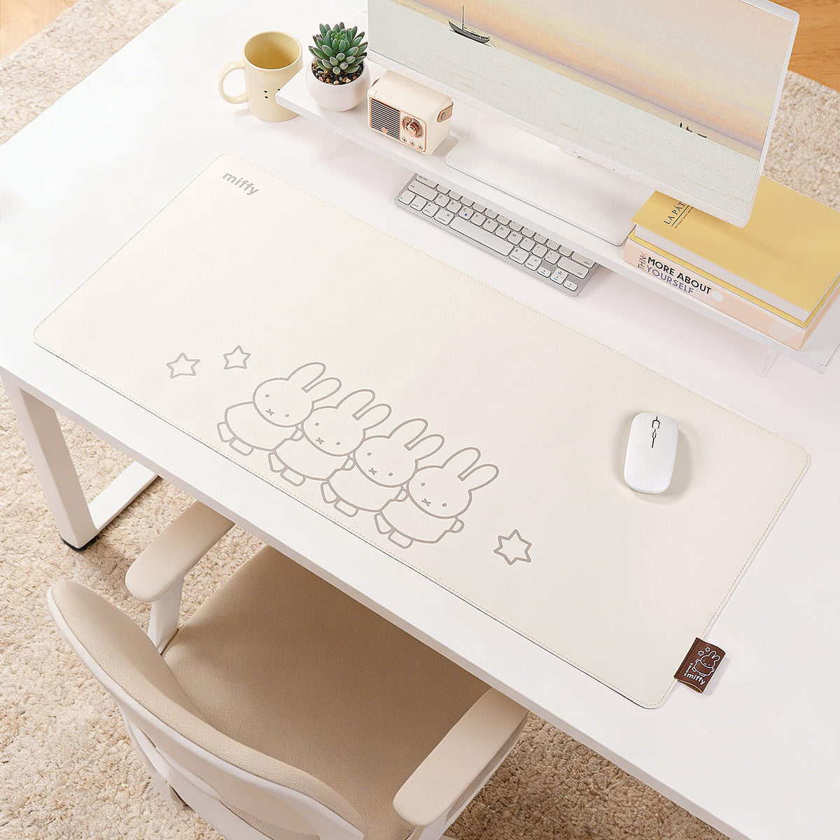 Miffy Standing in a Row Leather Desk Mat