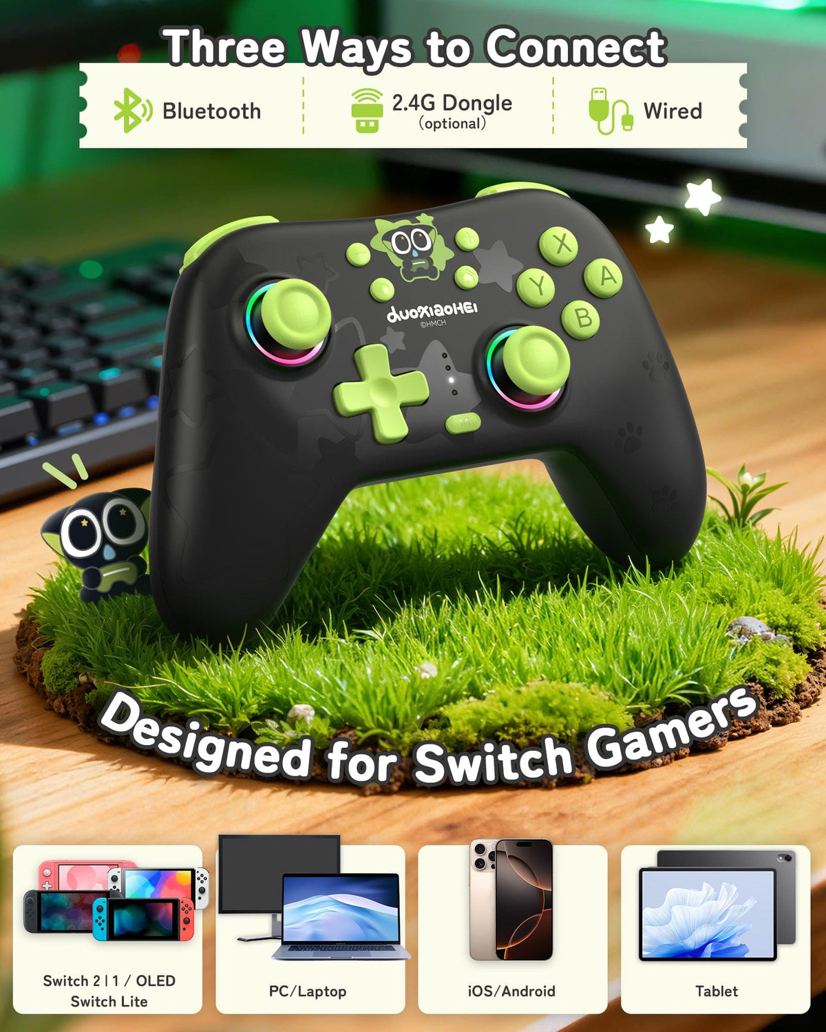 Luo Xiao Hei Wireless Controller - Multi-Platform, RGB, Gyro
